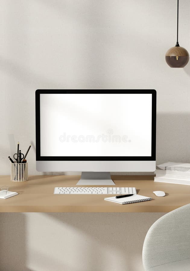 Moderno ufficio domestico con luce 3d naturale royalty illustrazione gratis