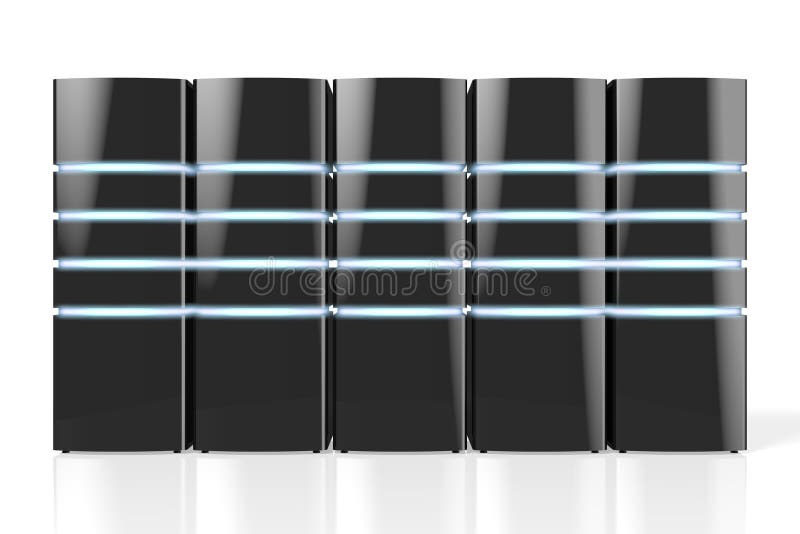 3 modernos servidores negros con luces led excelentes para temas como almacenamiento de alojamiento de centros de datos, etc ilustración del vector