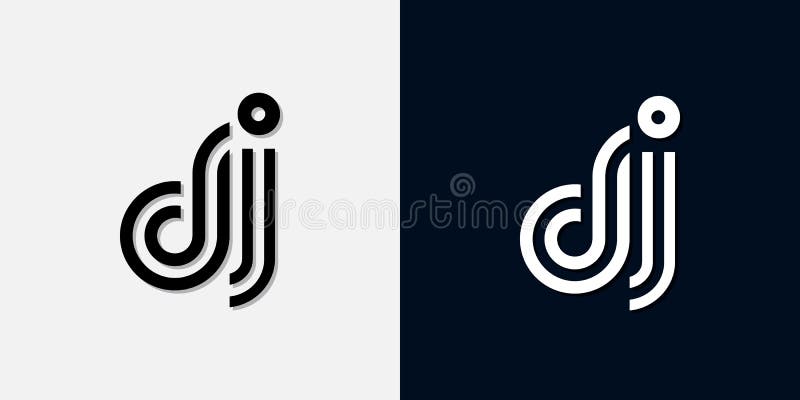 Modernt, abstrakt inledande bokstav dj-logotyp stock illustrationer