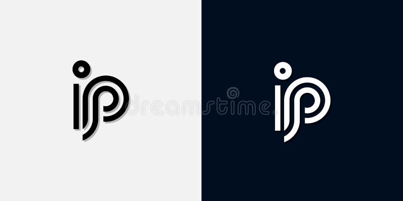 Modernt, abstrakt inledande logotyp för bokstaven ip vektor illustrationer