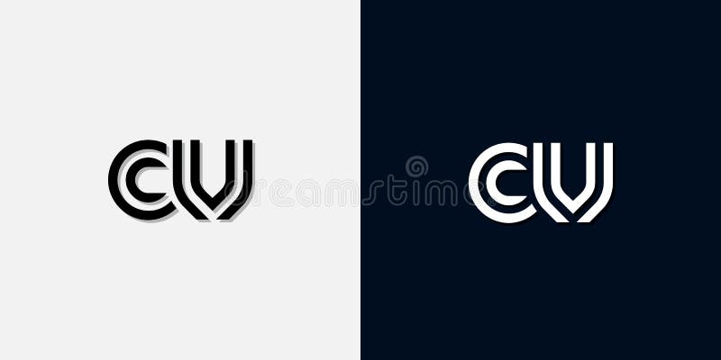 Modernt, abstrakt ursprunglig cv-logotyp stock illustrationer