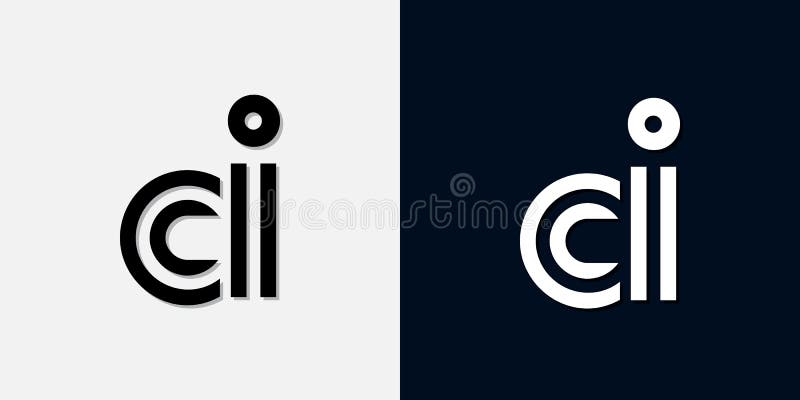 Modernt, abstrakt ursprunglig logotyp för bokstaven ci royaltyfri illustrationer