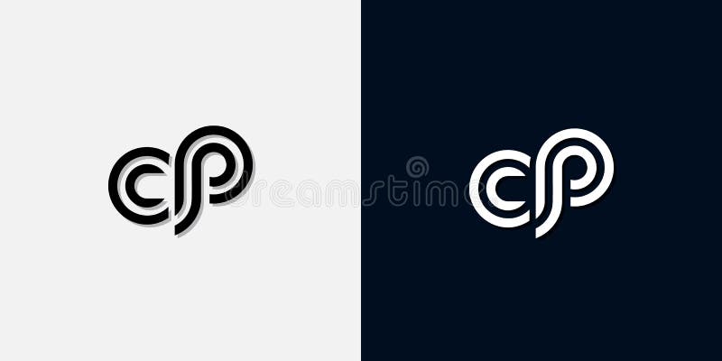 Modernt, abstrakt ursprunglig logotyp för cp-bokstav royaltyfri illustrationer