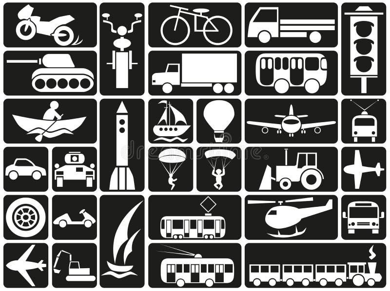 Icons With Different Modes Of Transport Stock Vector Illustration of