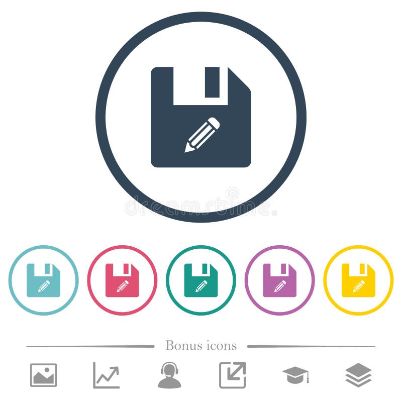 Modificare le icone a colori piatti del file nei contorni arrotondati illustrazione di stock