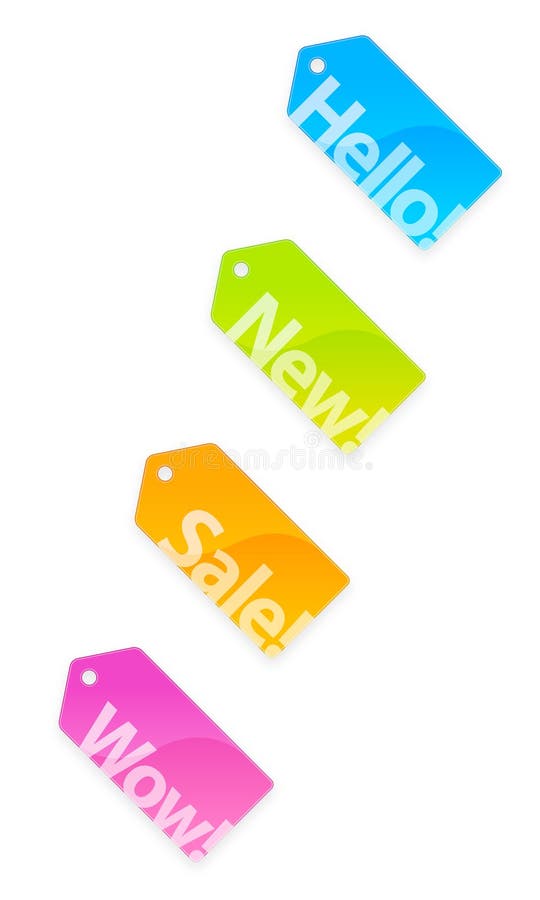 Glossy tags in various colors. Glossy tags in various colors.