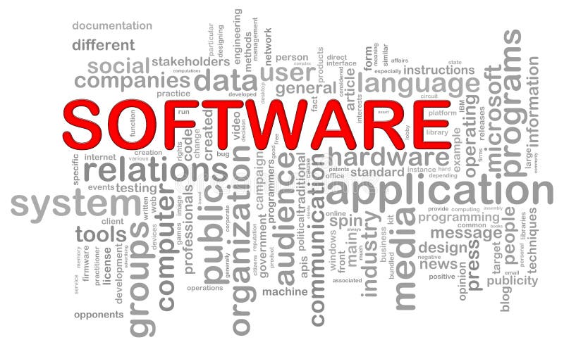 Illustration of computer software wordcloud. Illustration of computer software wordcloud