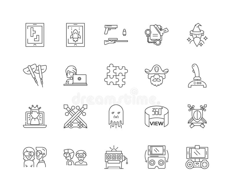 Modig linje symboler, linjärt tecken, vektoruppsättning, översiktsbegreppsillustration stock illustrationer Modig linje symboler, linjärt tecken, vektoruppsättning, översiktsbegreppsillustration stock illustrationer