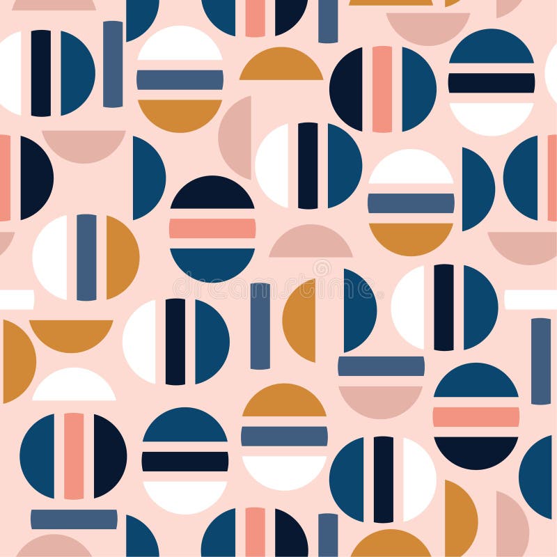 Modna Pastelowa nowożytna połówka okrąg i geometryczny bezszwowy patte ilustracji