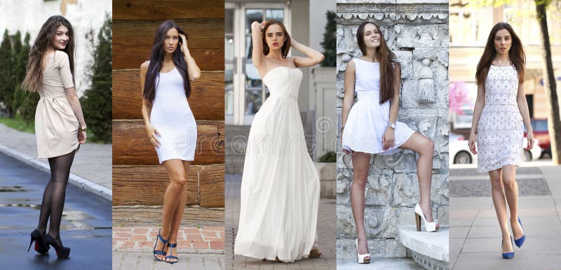 Modo della via, belle giovani donne immagini stock Modo della via, belle giovani donne immagini stock