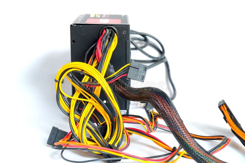 Modular Power Supply with Cables Isolated Stock Photo Image of