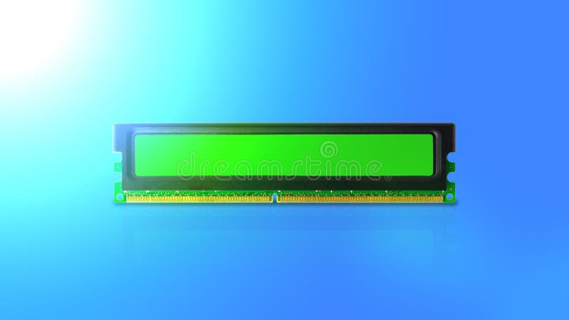 Modules of computer random access memory on a blue background. Side flashing stock image