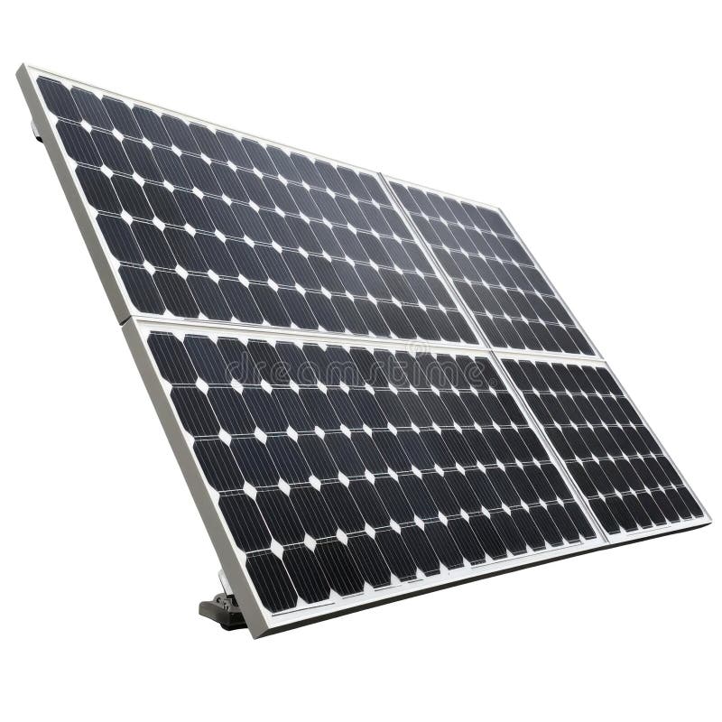 Modulo fotovoltaico isolato su fondo trasparente. Attrezzature moderne per tecnologie energetiche rinnovabili illustrazione di stock