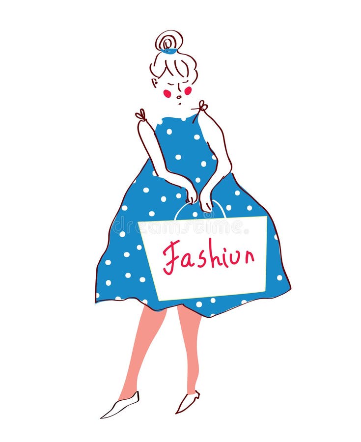 Mody dziewczyna w sukni, retro styl royalty ilustracja Mody dziewczyna w sukni, retro styl royalty ilustracja