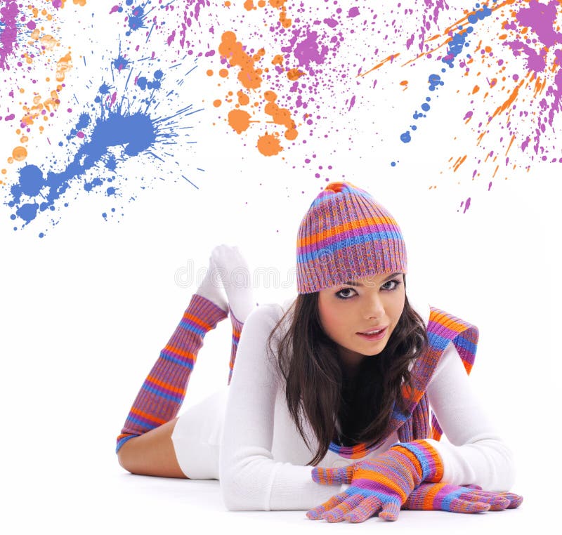 Dziewczyna w zimowej modzie zdjęcia stock