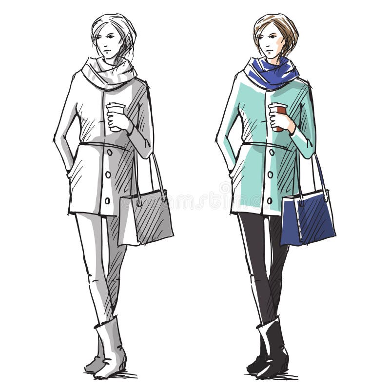 Mody ręka rysująca ilustracja Uliczna moda royalty ilustracja Mody ręka rysująca ilustracja Uliczna moda royalty ilustracja
