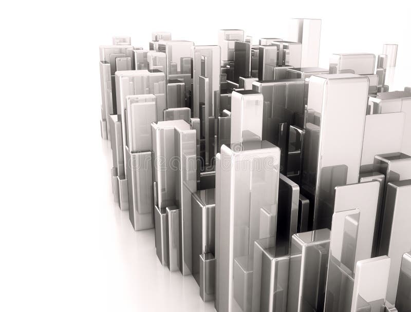 Modèle abstrait de scape de la ville 3d illustration stock Modèle abstrait de scape de la ville 3d illustration stock