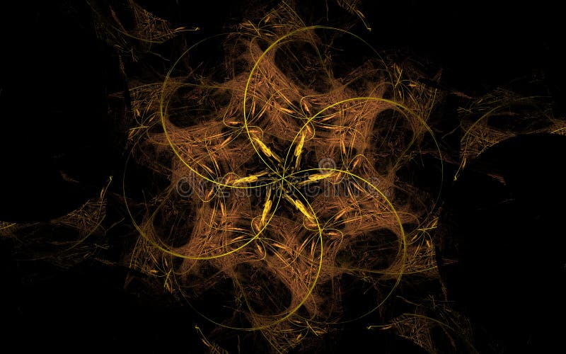 Modèle abstrait de vintage de couleur brune sous forme de fleur en spirale sur un fond noir illustration de vecteur Modèle abstrait de vintage de couleur brune sous forme de fleur en spirale sur un fond noir illustration de vecteur