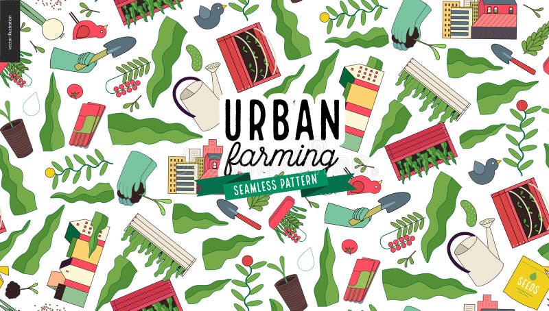 Modèle agricole et de jardinage urbain illustration de vecteur Modèle agricole et de jardinage urbain illustration de vecteur