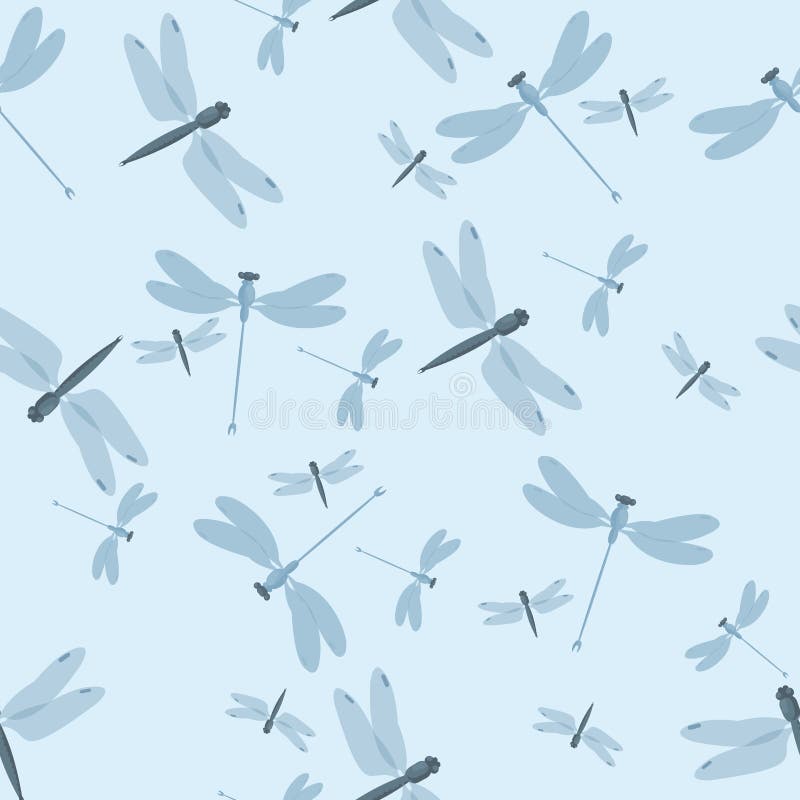 Modèle bleu sans couture de vintage avec des libellules illustration de vecteur Modèle bleu sans couture de vintage avec des libellules illustration de vecteur