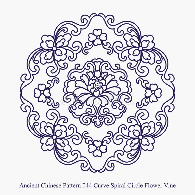 Modèle chinois antique de vigne de fleur de cercle de spirale de courbe illustration libre de droits Modèle chinois antique de vigne de fleur de cercle de spirale de courbe illustration libre de droits