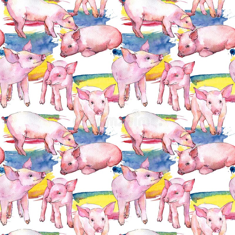 Modèle d'animal sauvage de porc dans un style d'aquarelle illustration stock Modèle d'animal sauvage de porc dans un style d'aquarelle illustration stock