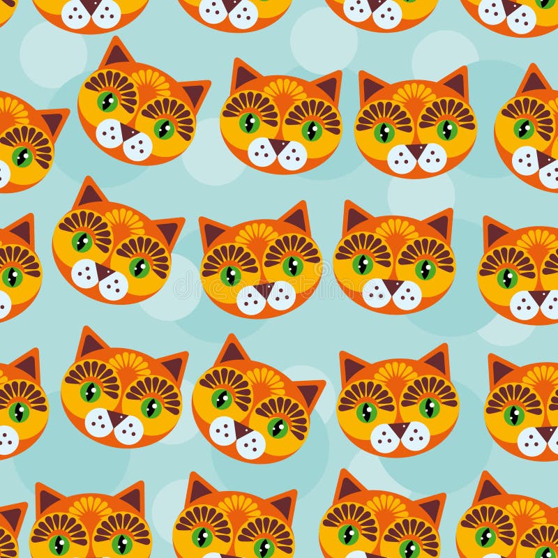 Modèle de Cat Seamless avec le visage animal mignon drôle sur un backg bleu illustration de vecteur Modèle de Cat Seamless avec le visage animal mignon drôle sur un backg bleu illustration de vecteur