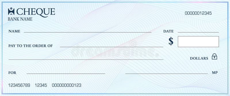 Modèle de chèque bancaire ou de chèque avec filigrane illustration stock