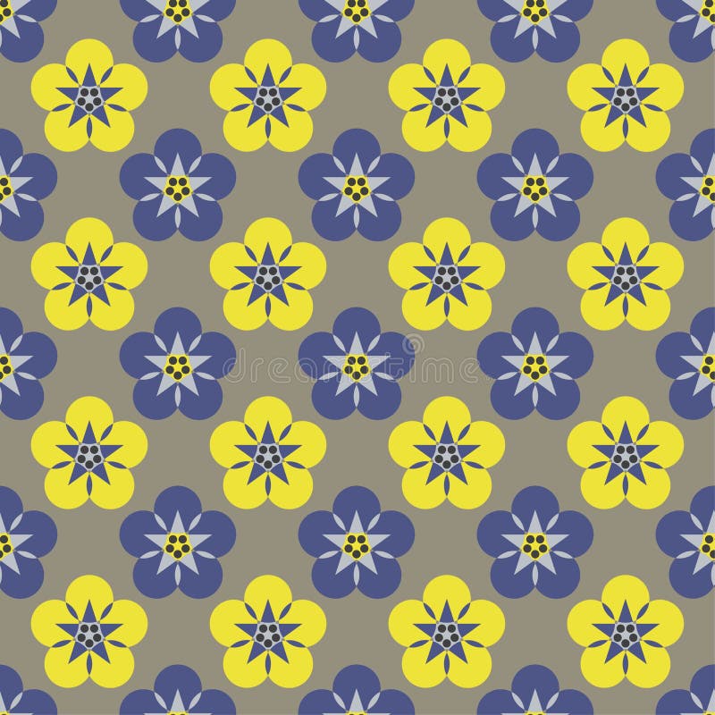 Flower silhouette blue and yellow color pattern seamless. Flower silhouette blue and yellow color pattern seamless