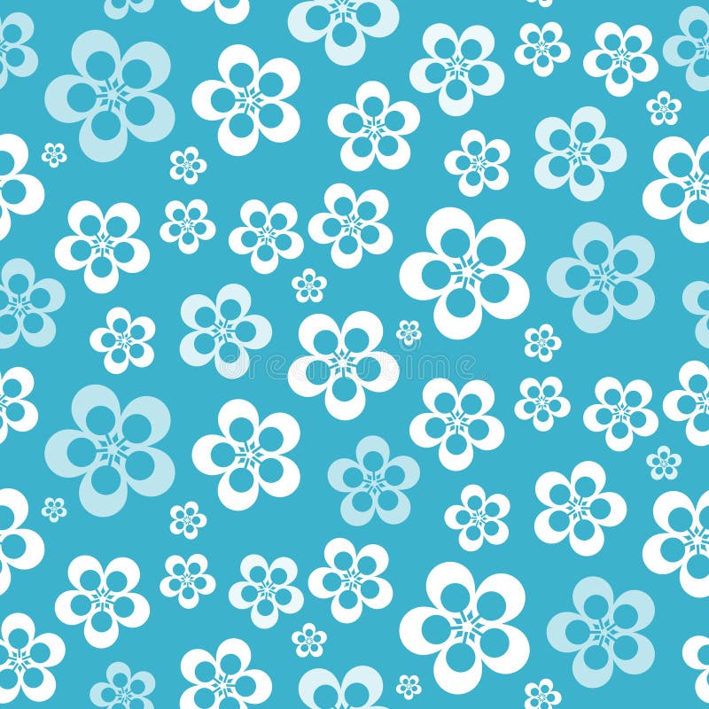 Vector Abstract Retro Seamless Blue Flower Pattern - Background. Vector Abstract Retro Seamless Blue Flower Pattern - Background