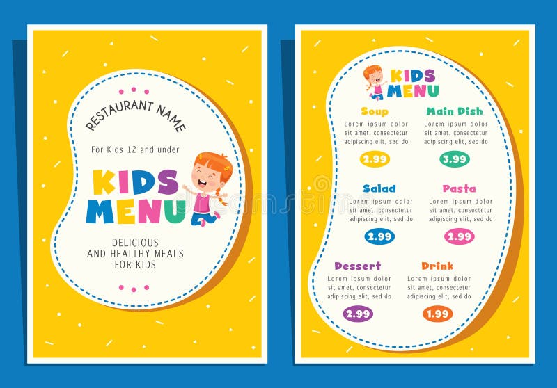 Modèle de menu pour enfants joliment coloré illustration de vecteur Modèle de menu pour enfants joliment coloré illustration de vecteur