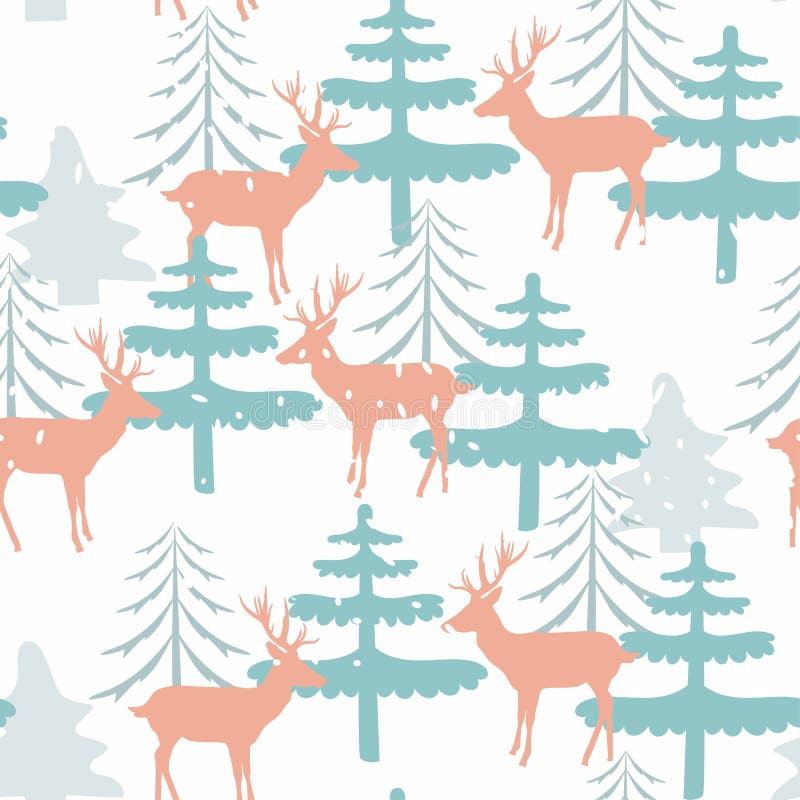Modèle de Semless avec silhouttes des cerfs Texture répétée par forêt avec les animaux et les sapins élégants Fond naturel illustration de vecteur