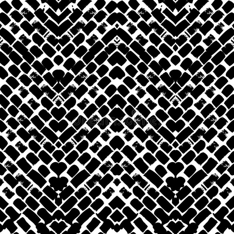 Modèle de zigzag peint à la main noir et blanc illustration de vecteur Modèle de zigzag peint à la main noir et blanc illustration de vecteur