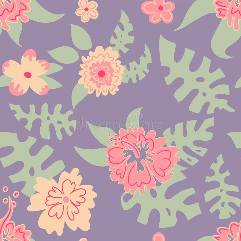 Modèle des fleurs et des feuilles, Hawaï illustration libre de droits Modèle des fleurs et des feuilles, Hawaï illustration libre de droits