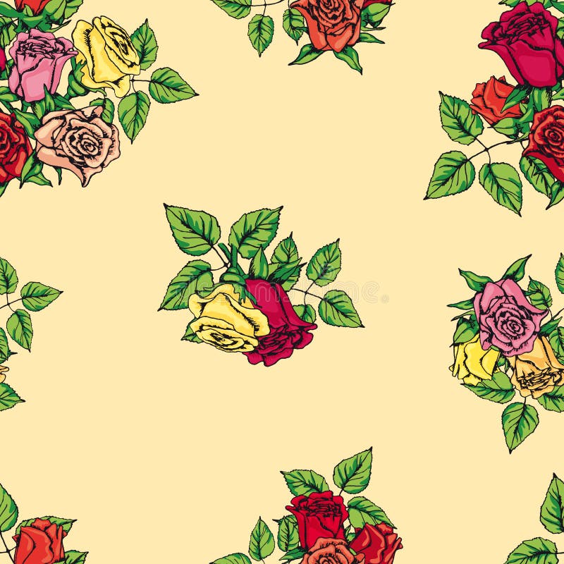 Modèle des roses multicolores illustration de vecteur Modèle des roses multicolores illustration de vecteur