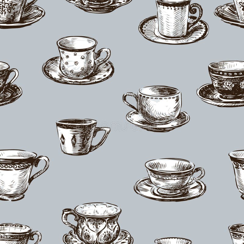 Modèle des tasses de thé illustration libre de droits Modèle des tasses de thé illustration libre de droits