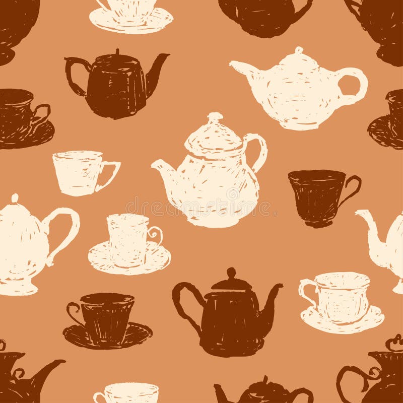 modèle des tasses de thé et des théières illustration stock modèle des tasses de thé et des théières illustration stock