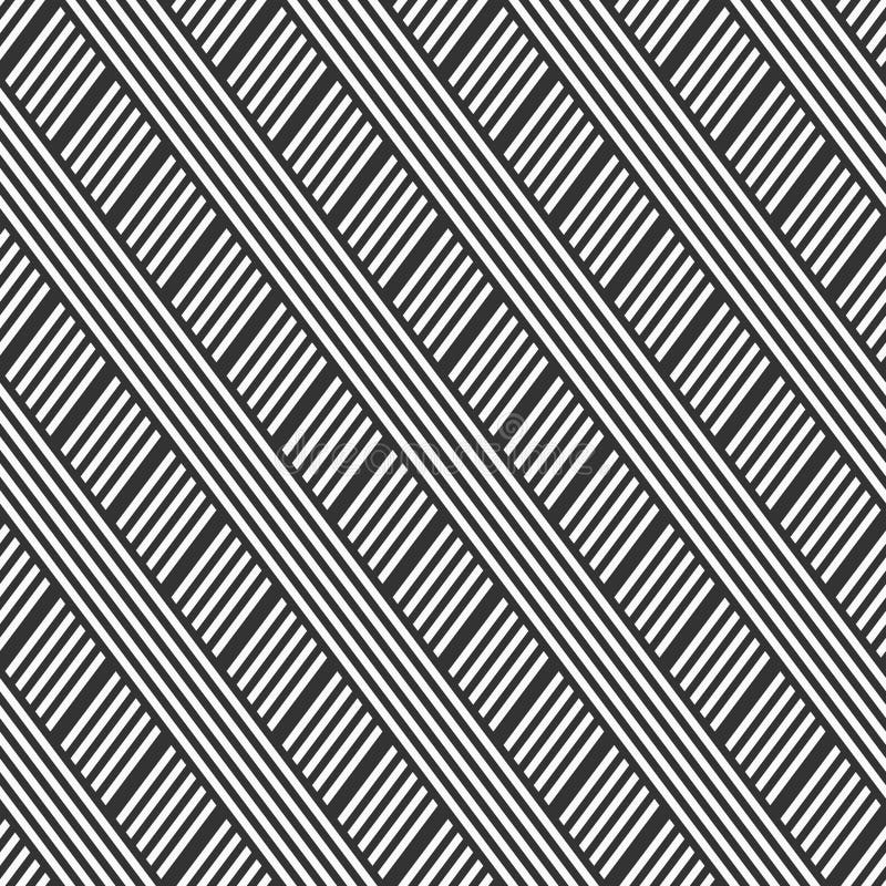Modèle dépouillé sans couture abstrait Lignes de intersection diagonales de parallèle d'épaisseur différente illustration libre de droits Modèle dépouillé sans couture abstrait Lignes de intersection diagonales de parallèle d'épaisseur différente illustration libre de droits