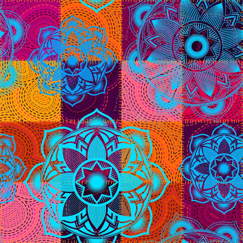 Modèle ethnique sans couture de patchwork de vecteur illustration libre de droits Modèle ethnique sans couture de patchwork de vecteur illustration libre de droits
