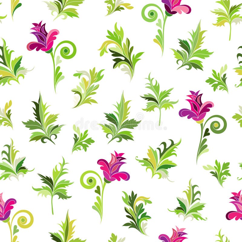 Modèle floral de SeamlessSeamless Le rose simple fleurit les feuilles vertes de whith sur le backgound blanc Dirigez la configura illustration de vecteur Modèle floral de SeamlessSeamless Le rose simple fleurit les feuilles vertes de whith sur le backgound blanc Dirigez la configura illustration de vecteur