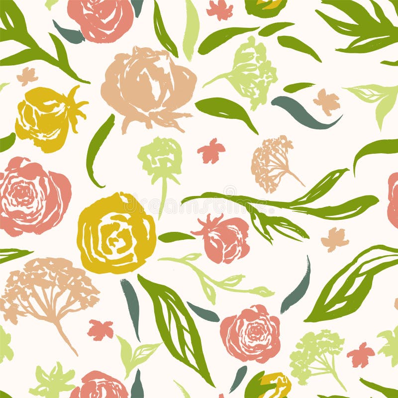 Modèle floral grunge de vecteur avec tiré par la main illustration stock Modèle floral grunge de vecteur avec tiré par la main illustration stock