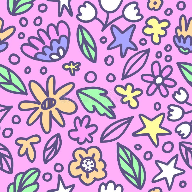Modèle floral sans couture avec des fleurs et des feuilles de griffonnage dans des couleurs en pastel Illustration de vecteur Fle illustration stock Modèle floral sans couture avec des fleurs et des feuilles de griffonnage dans des couleurs en pastel Illustration de vecteur Fle illustration stock