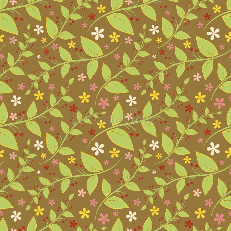 Modèle floral sans couture avec les feuilles et les fleurs stylisées géométriques. illustration stock