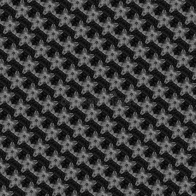 Modèle floral texturisé noir et blanc. Remettez l'illustration noire et blanche texturisée par tissu de modèle de fleurs de drawnd
