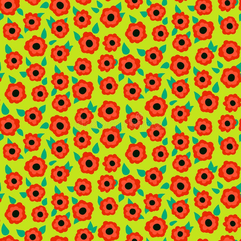 Modèle floral écervelé avec de petites roses rouges sur le vert illustration stock Modèle floral écervelé avec de petites roses rouges sur le vert illustration stock