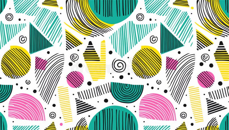 Modèle géométrique Memphis. Fond abstrait multicolore dans style rétro 80s 90s illustration de vecteur