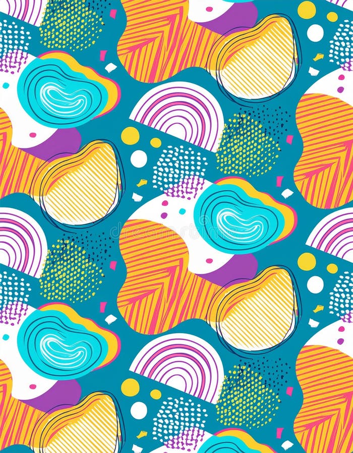 Modèle géométrique Memphis. Fond abstrait multicolore dans style rétro 80s 90s illustration libre de droits