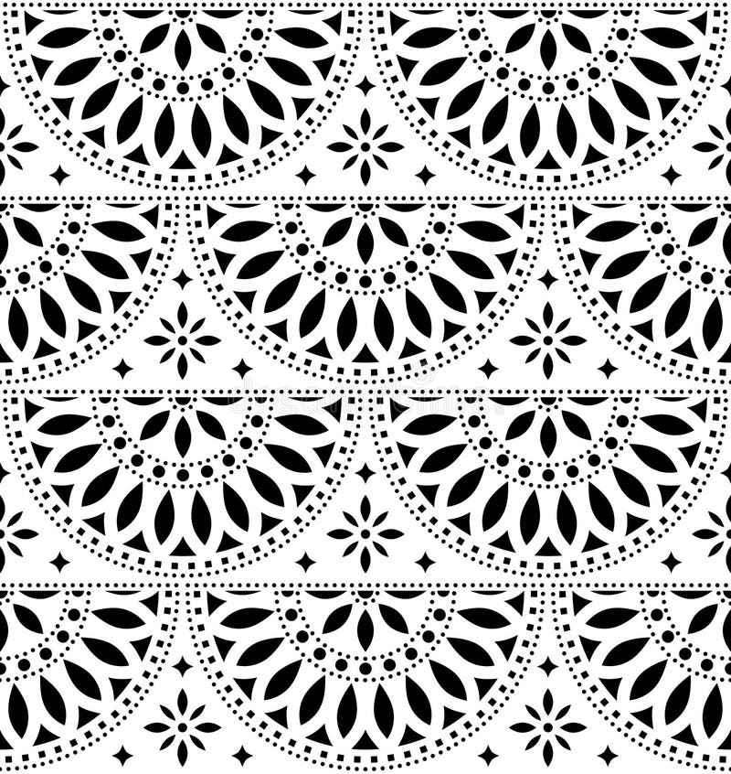 Modèle géométrique sans couture de vecteur mexicain d'art populaire avec des fleurs, conception noire et blanche de fiesta inspir illustration libre de droits Modèle géométrique sans couture de vecteur mexicain d'art populaire avec des fleurs, conception noire et blanche de fiesta inspir illustration libre de droits