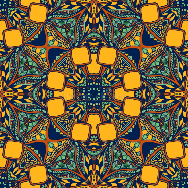 Modèle indien oriental asiatique de l'arabe sans couture dans le brun bleu orange illustration libre de droits Modèle indien oriental asiatique de l'arabe sans couture dans le brun bleu orange illustration libre de droits