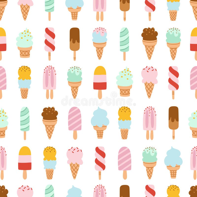 Modèle mélangé de répétition de crème glacée illustration stock Modèle mélangé de répétition de crème glacée illustration stock